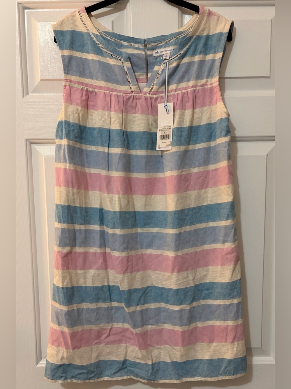 NWT Southern Tide Sleeveless Striped Cora Linen Blend Shift Dress